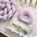 Set lenjerie pentru Patut Bebe din 6 piese Iepuras mov (13)